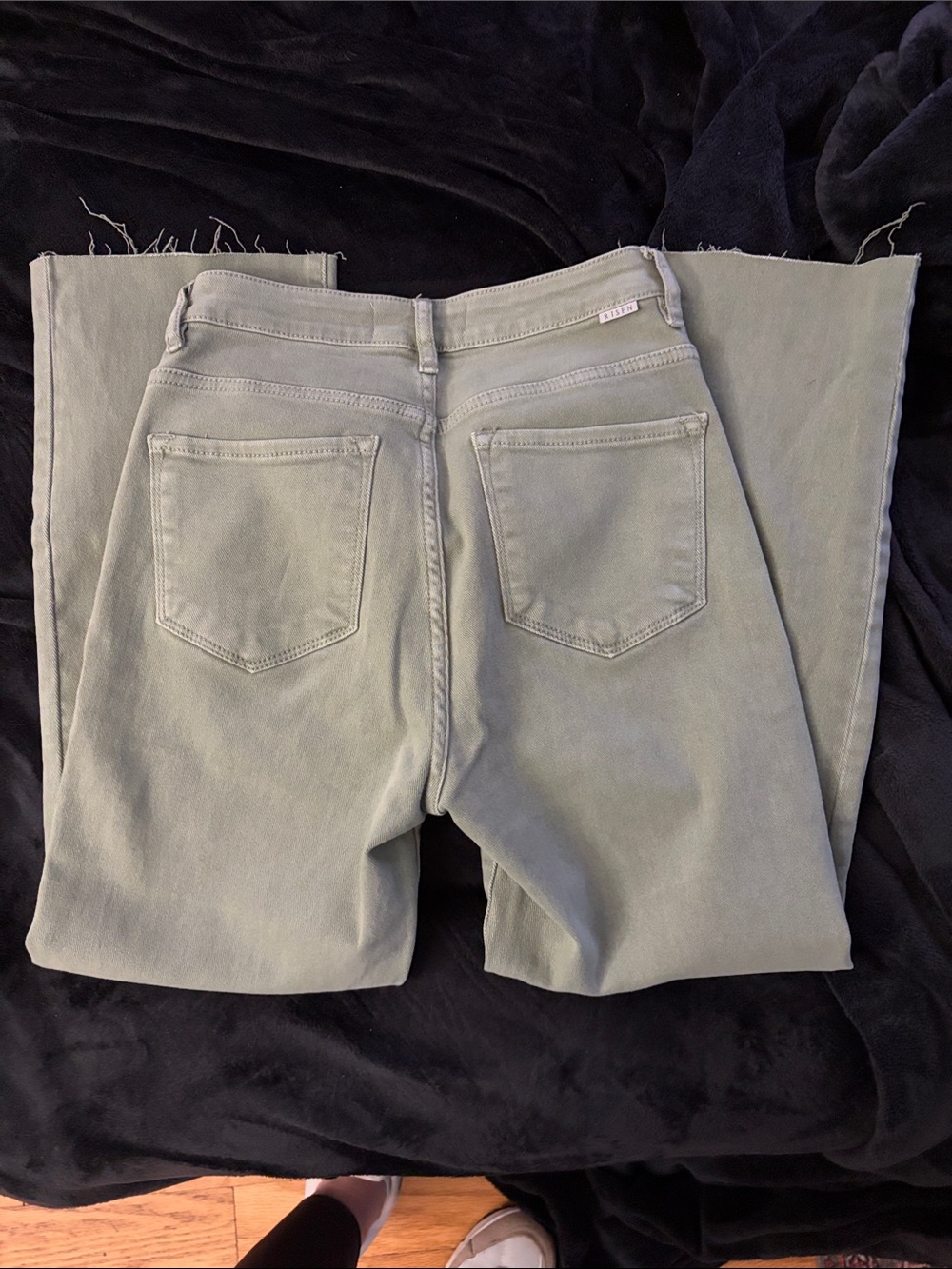 Risen  High-Rise Straight Jeans in Sage Green